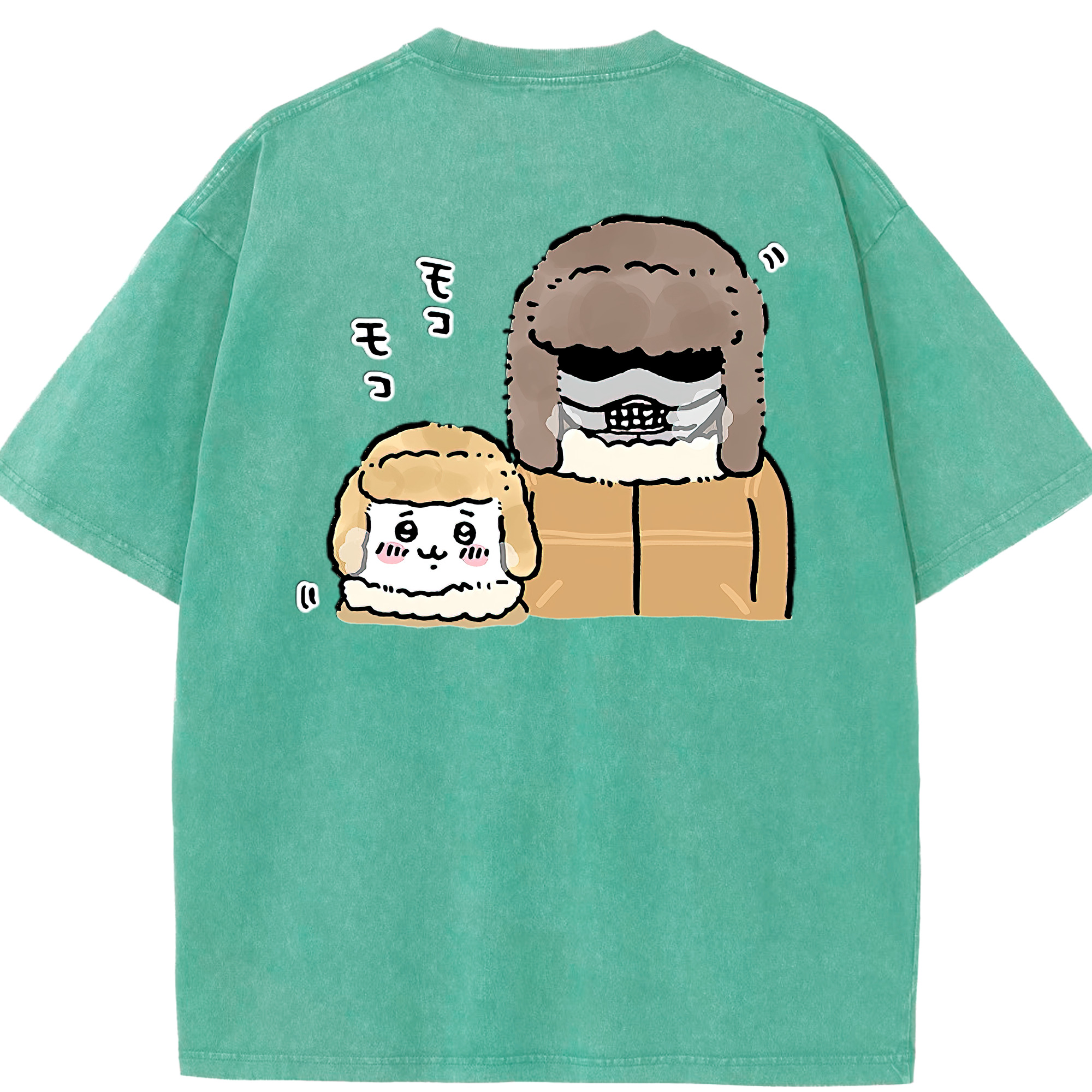 （画像用） ちいかわ 労働の鎧さん Chii-kawa Mr. Armor of Labor 綿100% ヴィンテージ風 半袖Tシャツ（背面プリント）